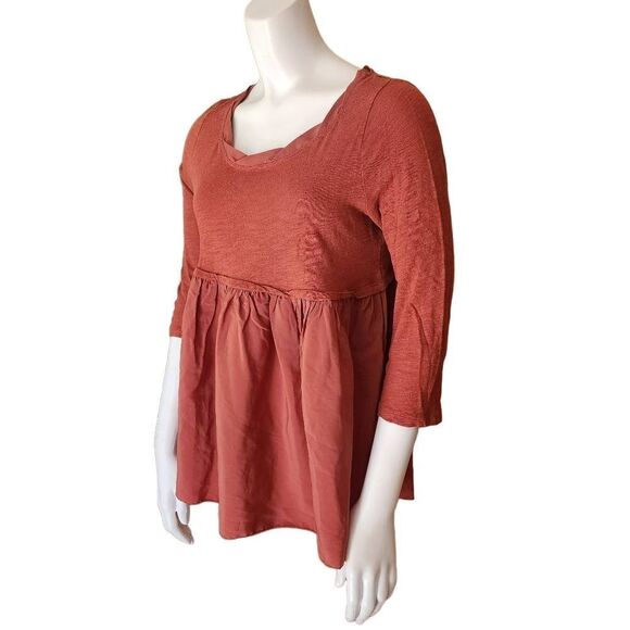 Anthropologie 9-H15 STCL Rust Orange Peplum Blouse (S) - Picture 1 of 5